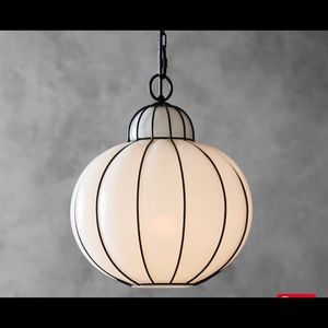 NEW Pottery Barn Camille Milk Glass Caged Pendant